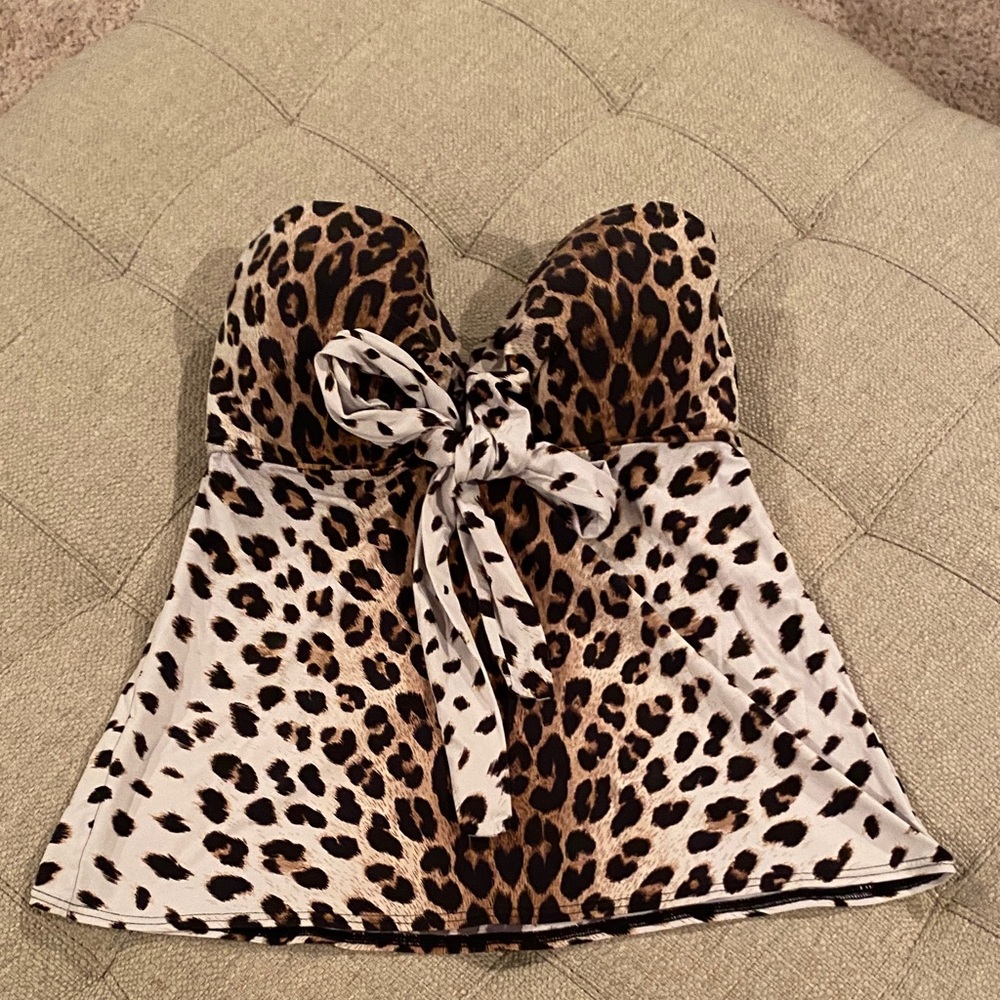 Coco Reef Black animal print swim Top